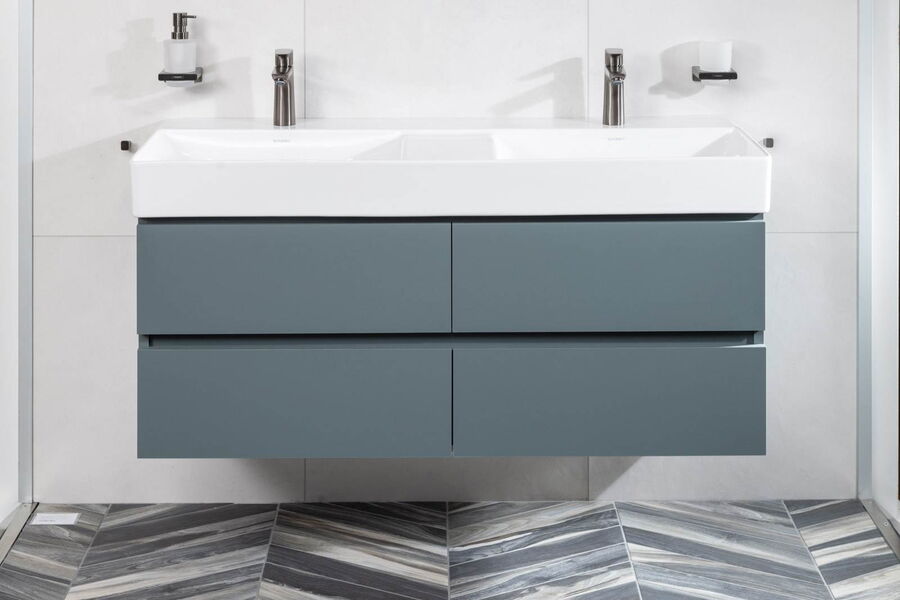 Keramikwaschtisch Durasquare, Unterbau Doppio Supermatt Verde